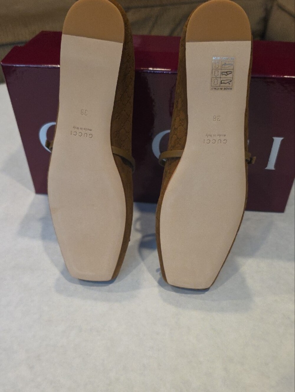Gucci Tan GG Suede Ballet Flats with Silver Horsebit - Picture 6 of 7